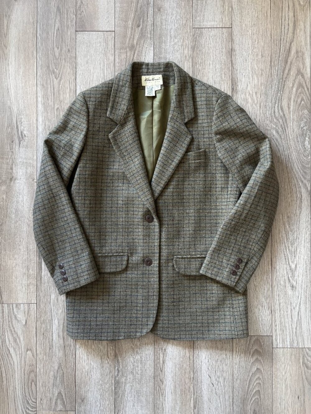 Vintage Eddie Bauer Wool Plaid Blazer Jacket Grandpacore Dark Academia Size M